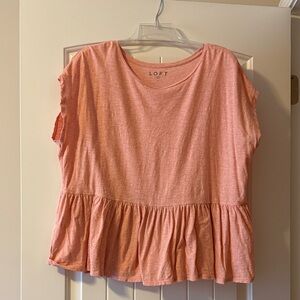 LOFT Coral Short Sleeve Peplum Top